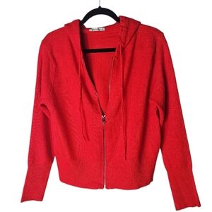New Zenana Red Hooded Womens Zip Up Cardigan Sweater Size M L